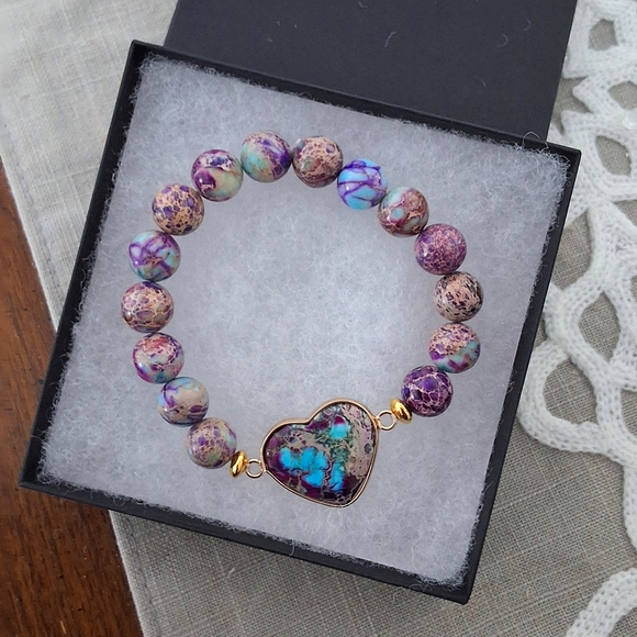 💥SALE💥NEW Gorgeous Stone Adjustable Heart Shaped Bracelet - Picture 4 of 5
